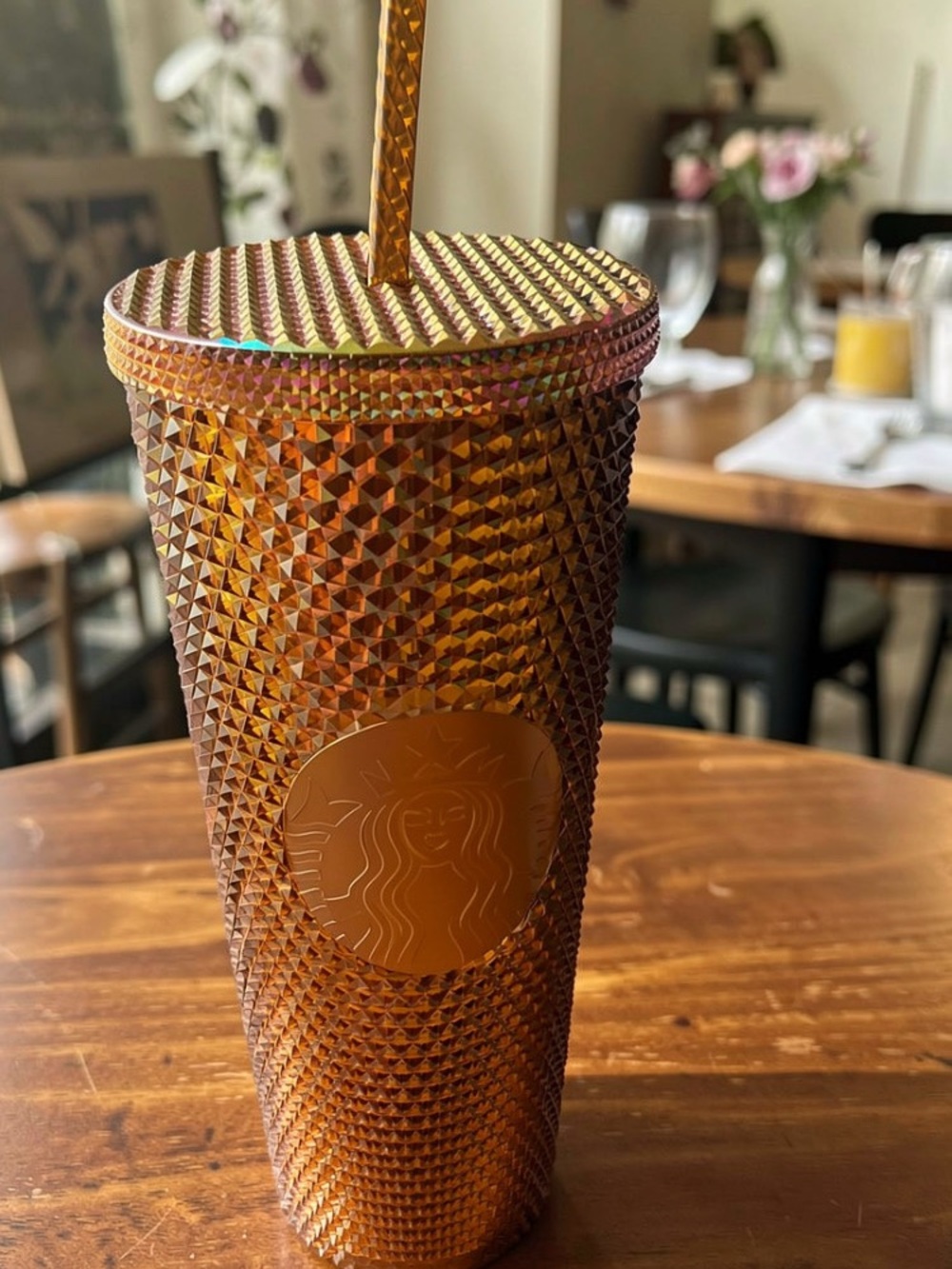 Starbucks 50th Anniversary Limited Edition Gold Studded Cold Cup Tumbler